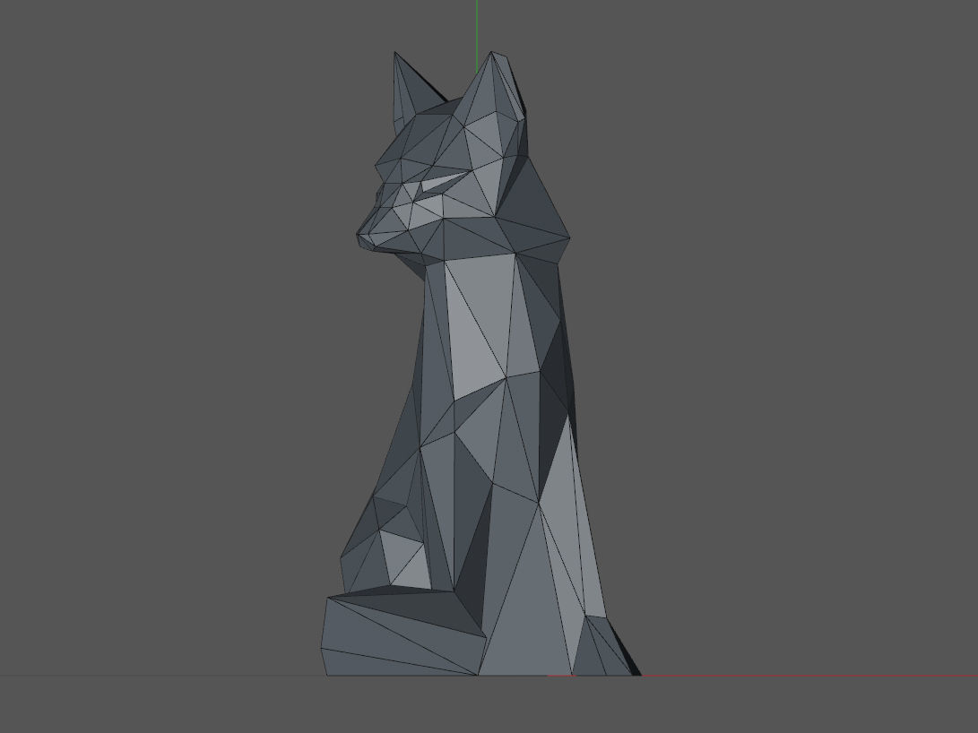 Low poly fox polygonal sculpture of 3D print model_6