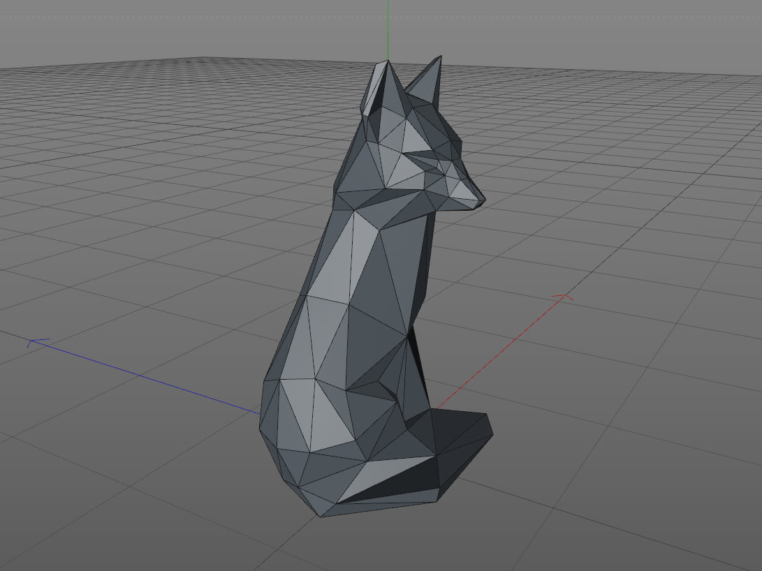 Low poly fox polygonal sculpture of 3D print model_13