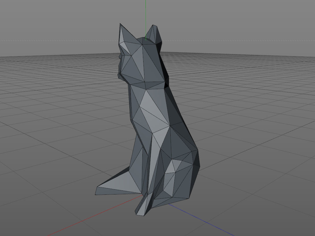 Low poly fox polygonal sculpture of 3D print model_11