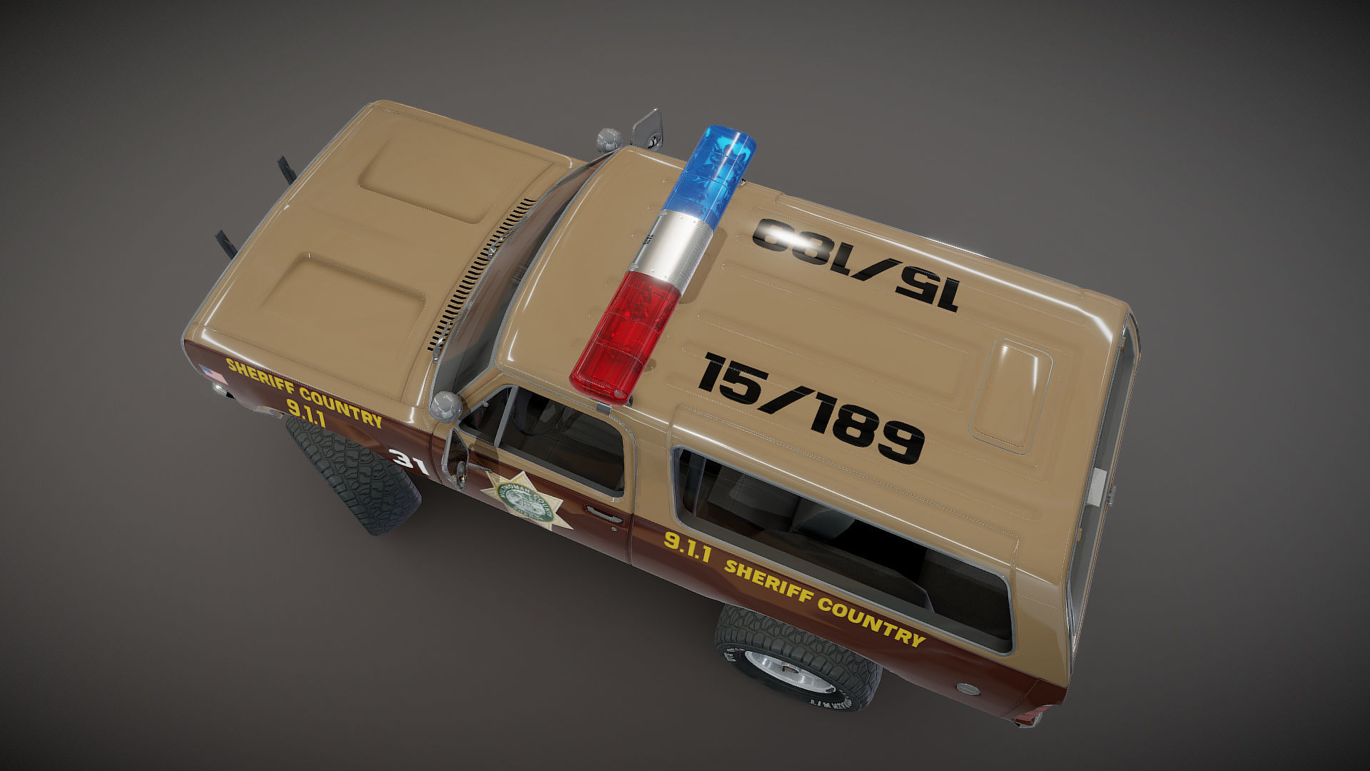 80s sheriff car Low-poly 3D model_23