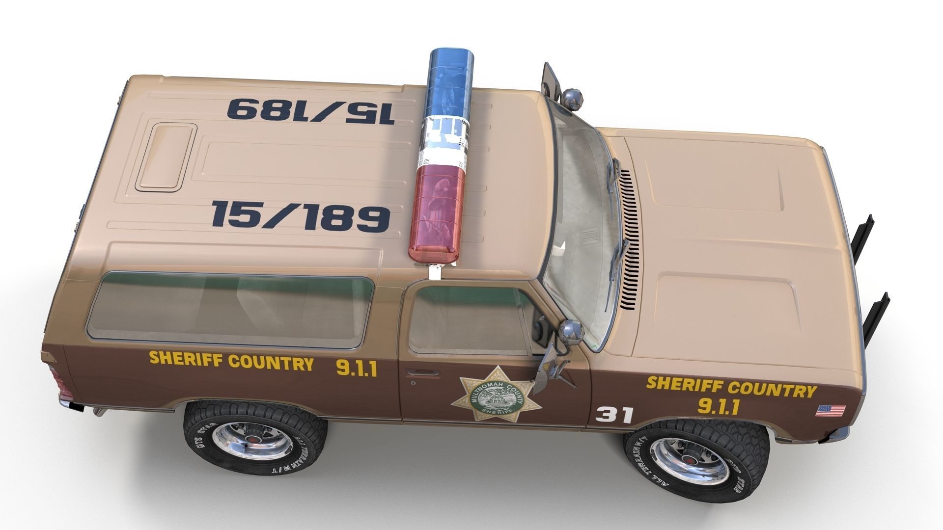 80s sheriff car Low-poly 3D model_7