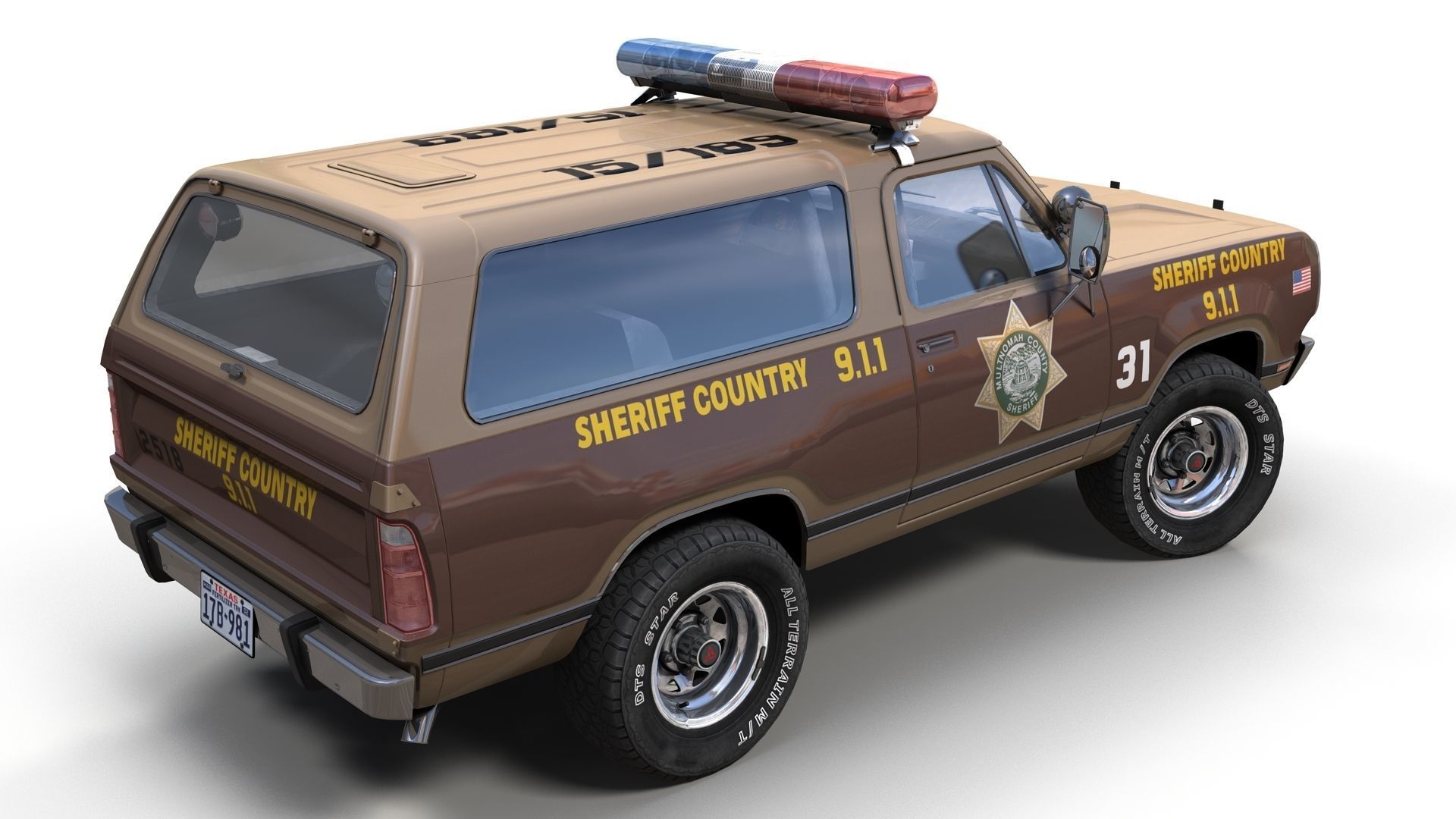 80s sheriff car Low-poly 3D model_8