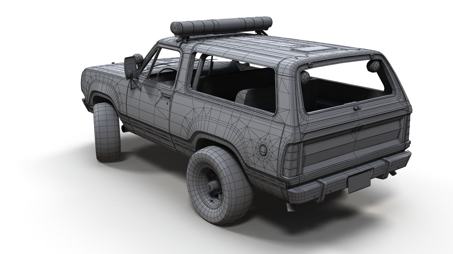 80s sheriff car Low-poly 3D model_12