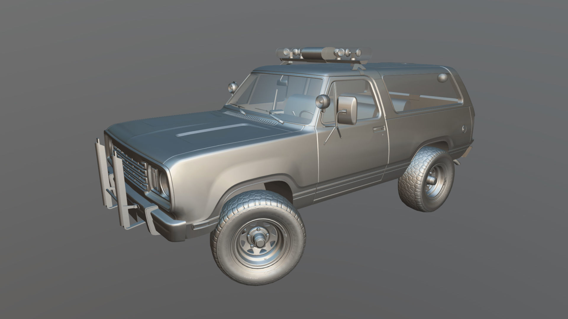 80s sheriff car Low-poly 3D model_33