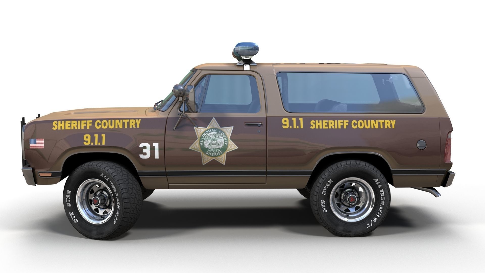 80s sheriff car Low-poly 3D model_6