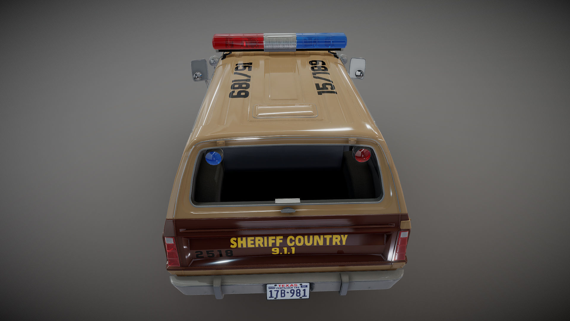 80s sheriff car Low-poly 3D model_27