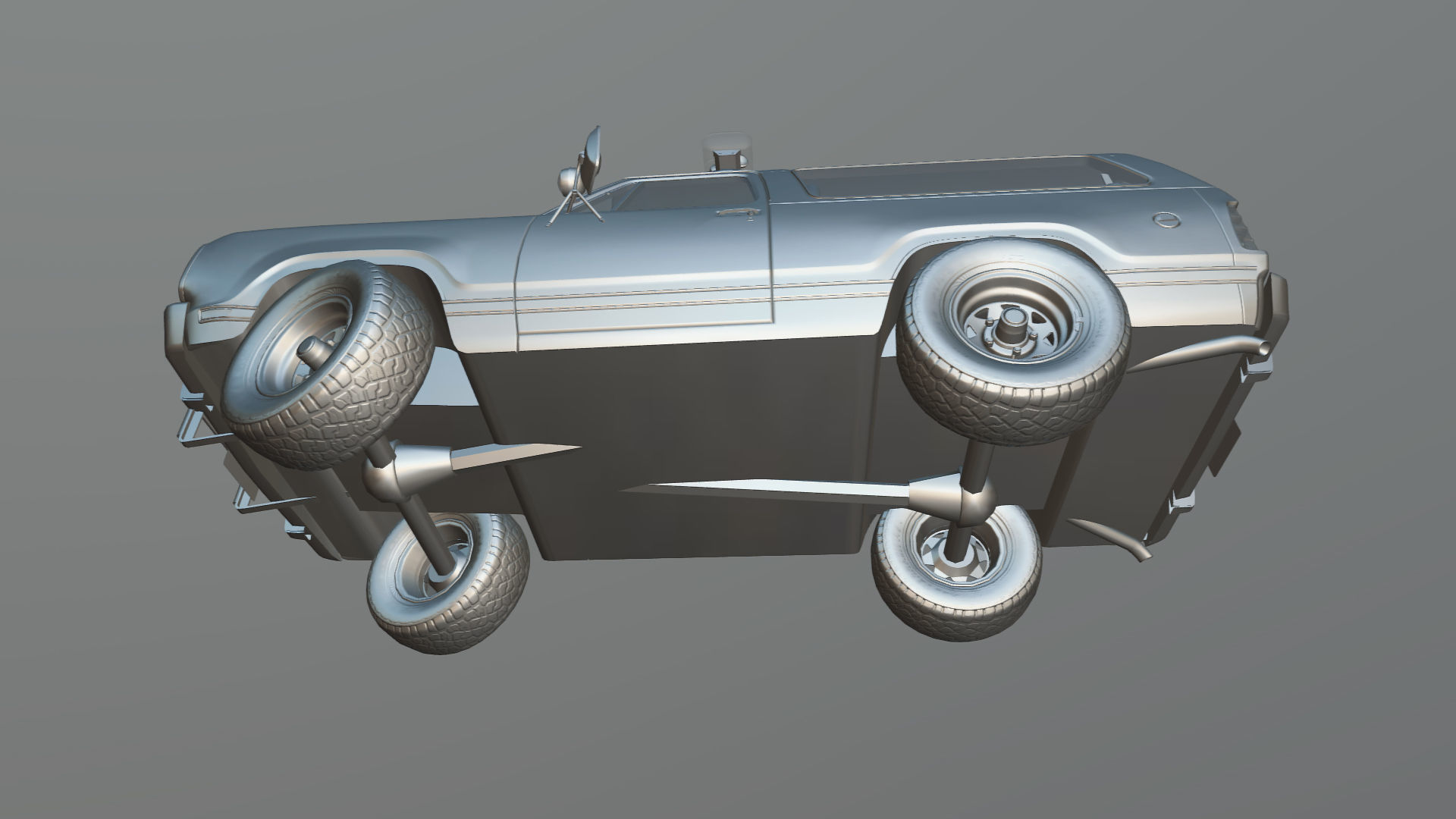 80s sheriff car Low-poly 3D model_36