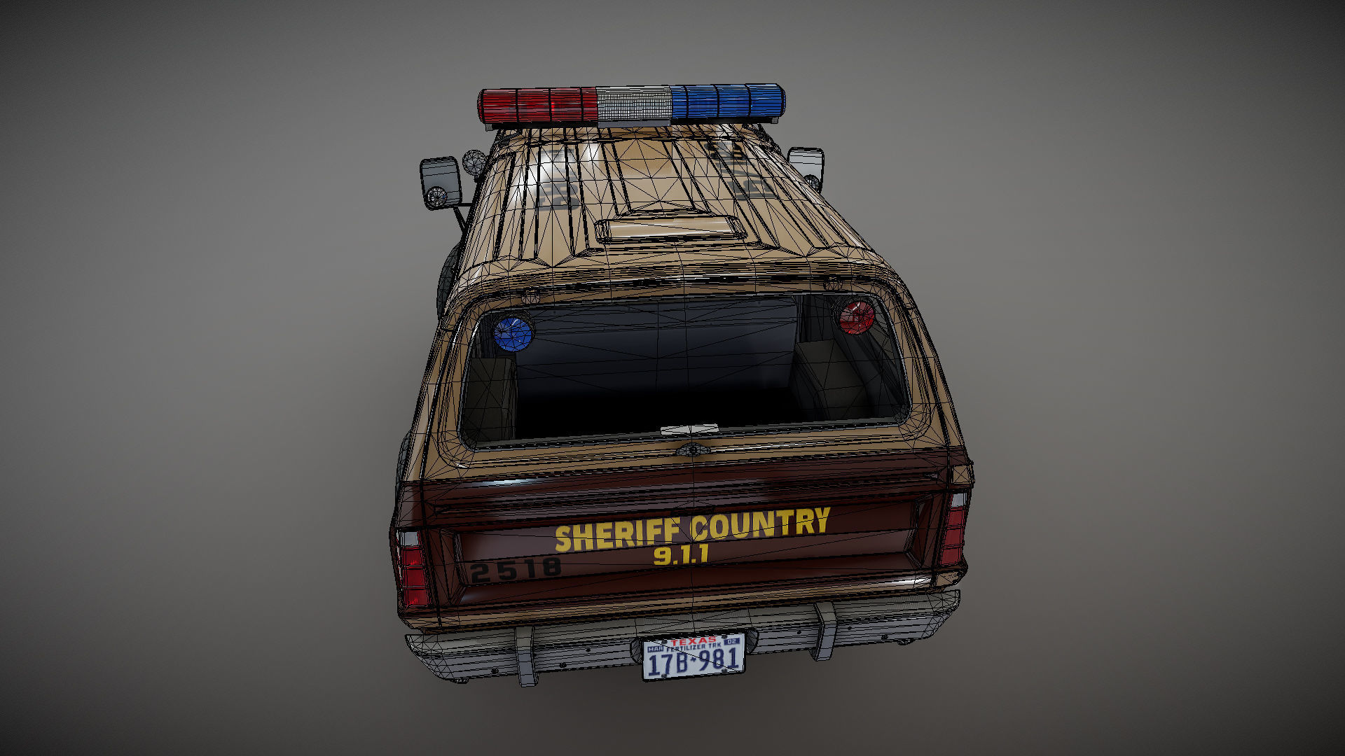80s sheriff car Low-poly 3D model_32