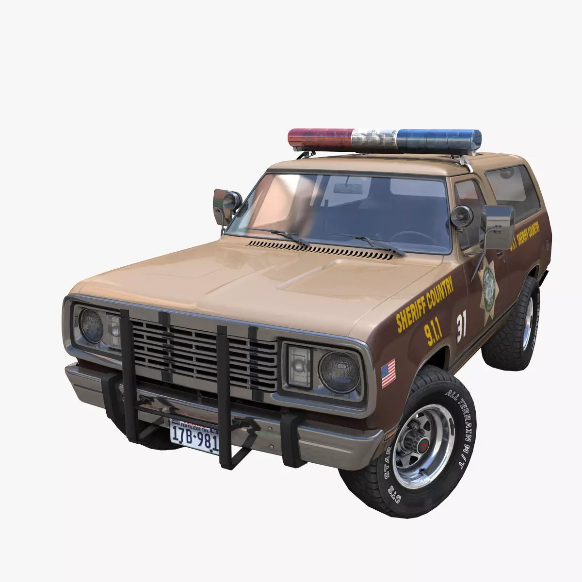 80s sheriff car Low-poly 3D model_0