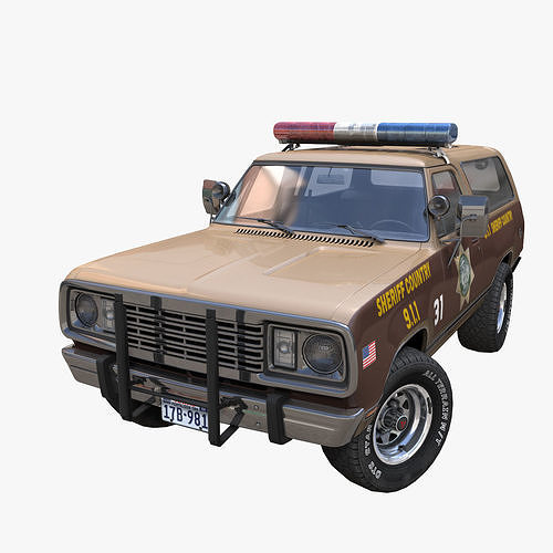 80s sheriff car Low-poly 3D model