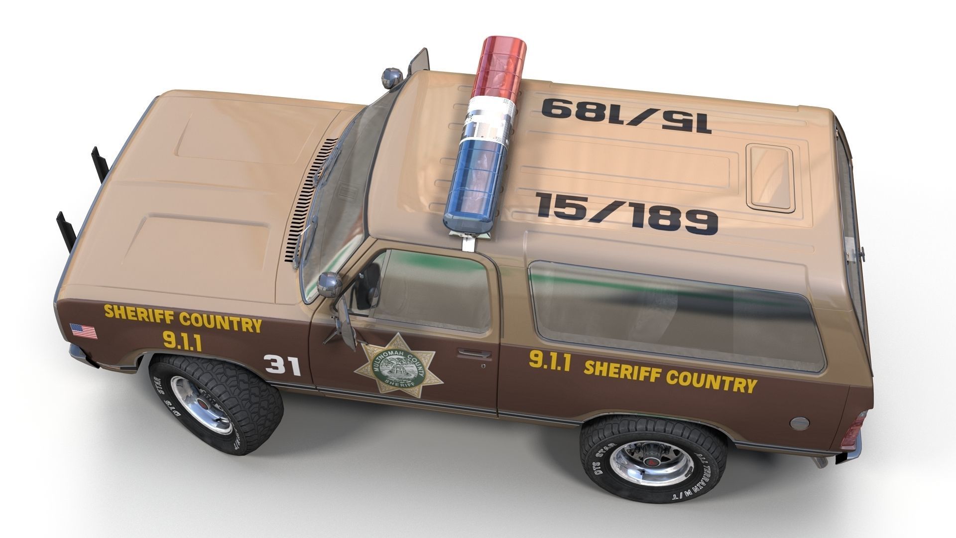 80s sheriff car Low-poly 3D model_4