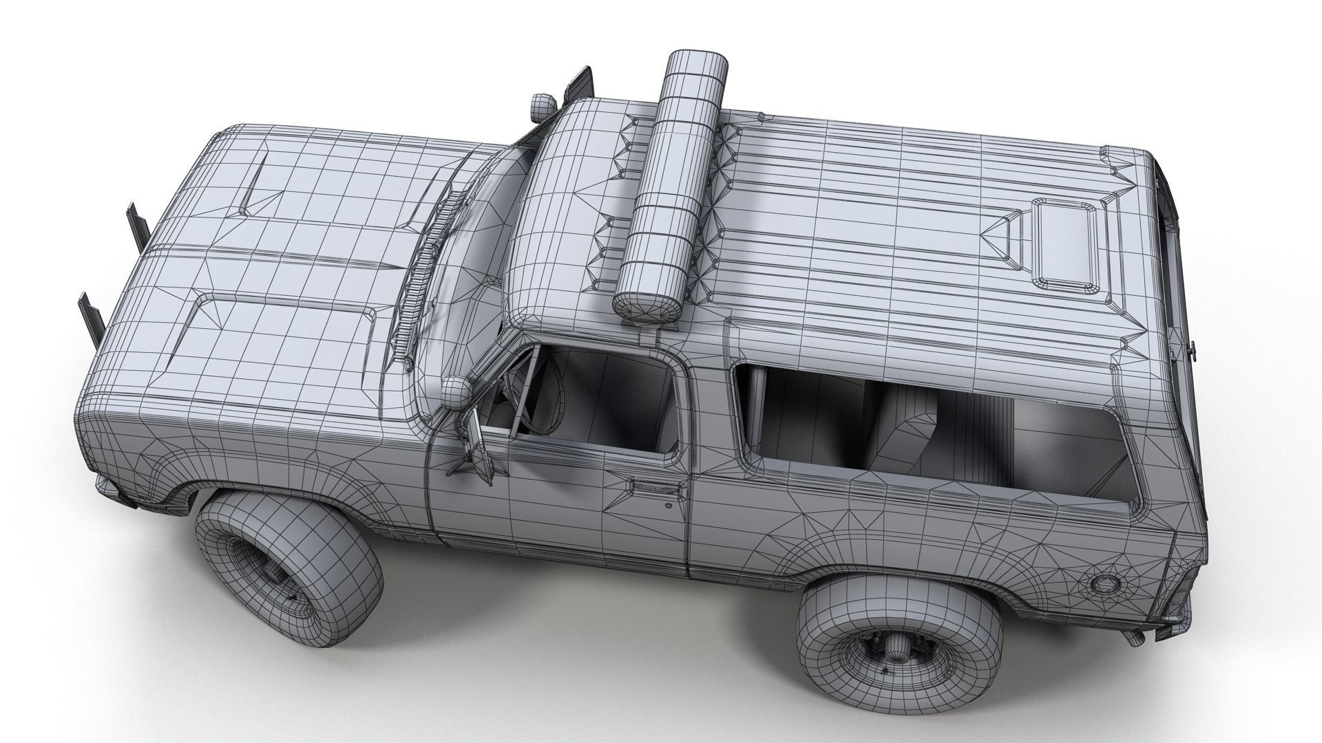 80s sheriff car Low-poly 3D model_13