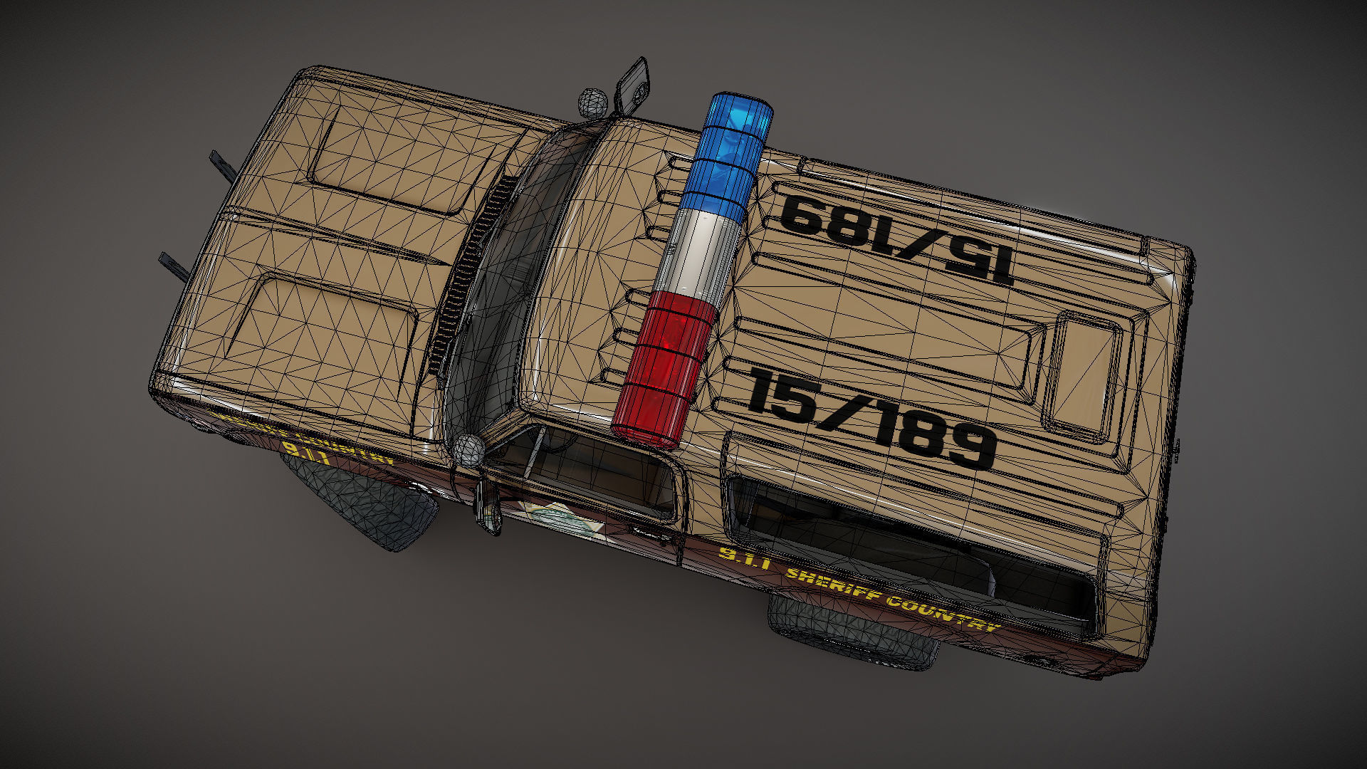 80s sheriff car Low-poly 3D model_30