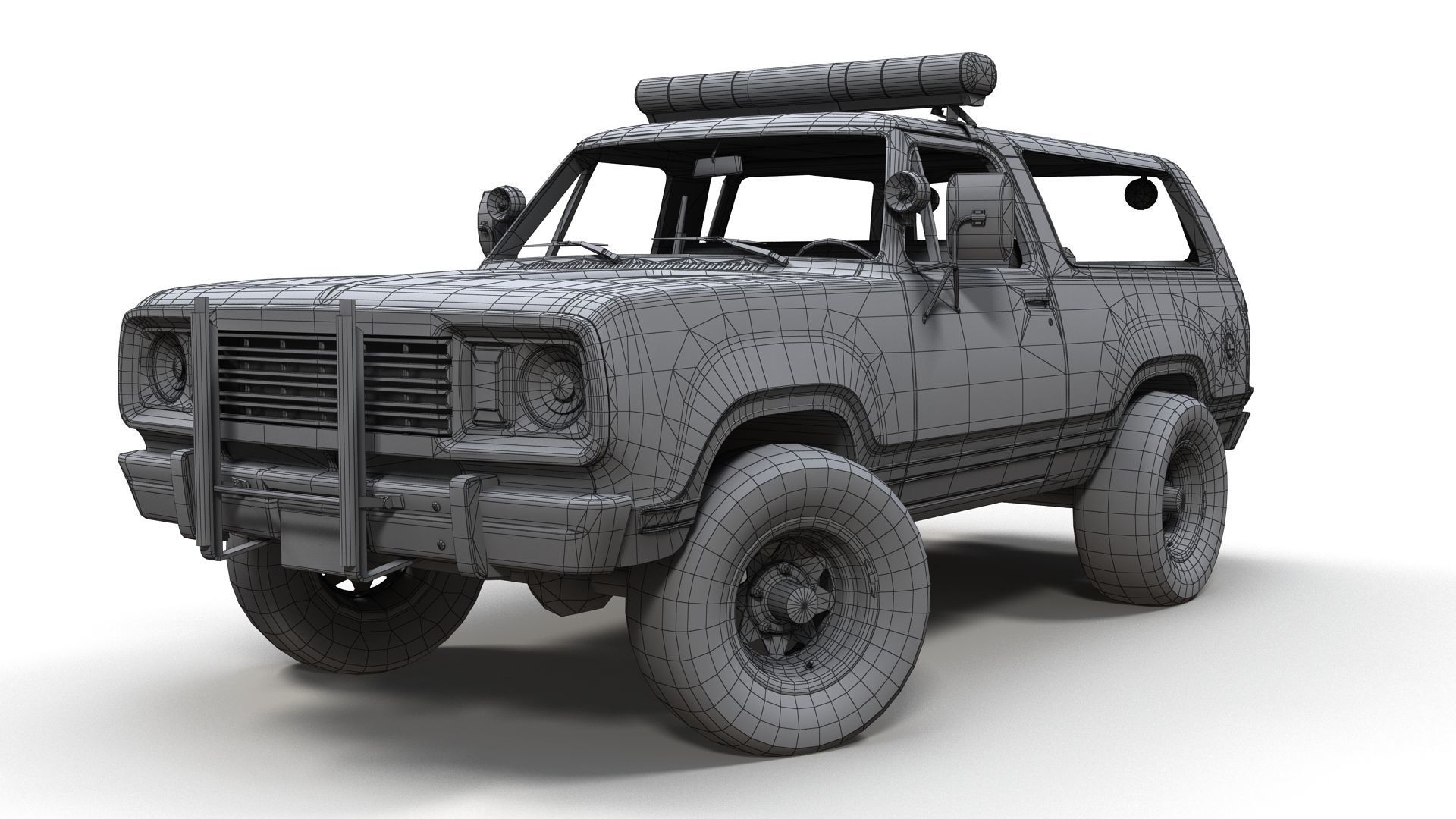 80s sheriff car Low-poly 3D model_16