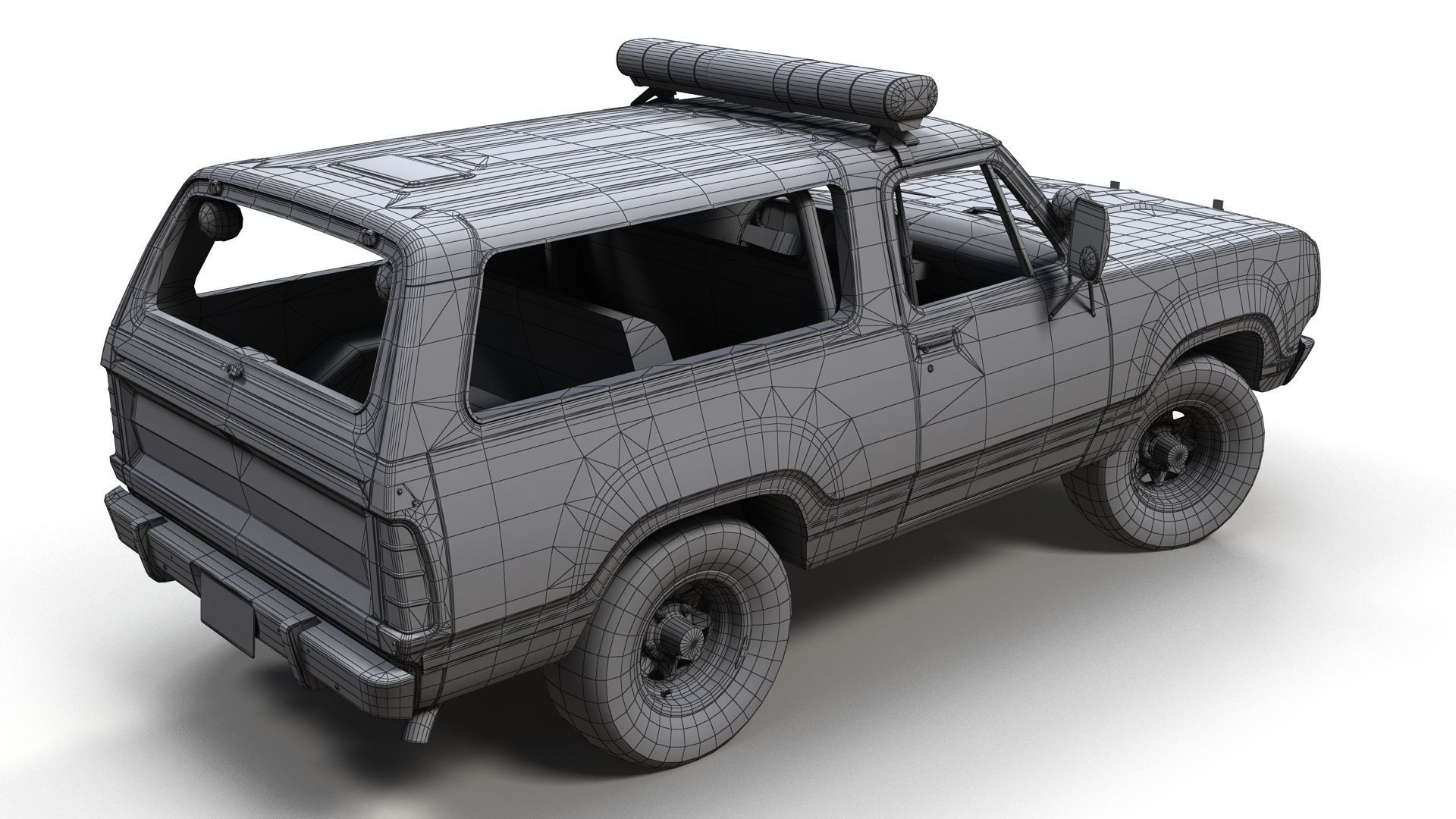 80s sheriff car Low-poly 3D model_10