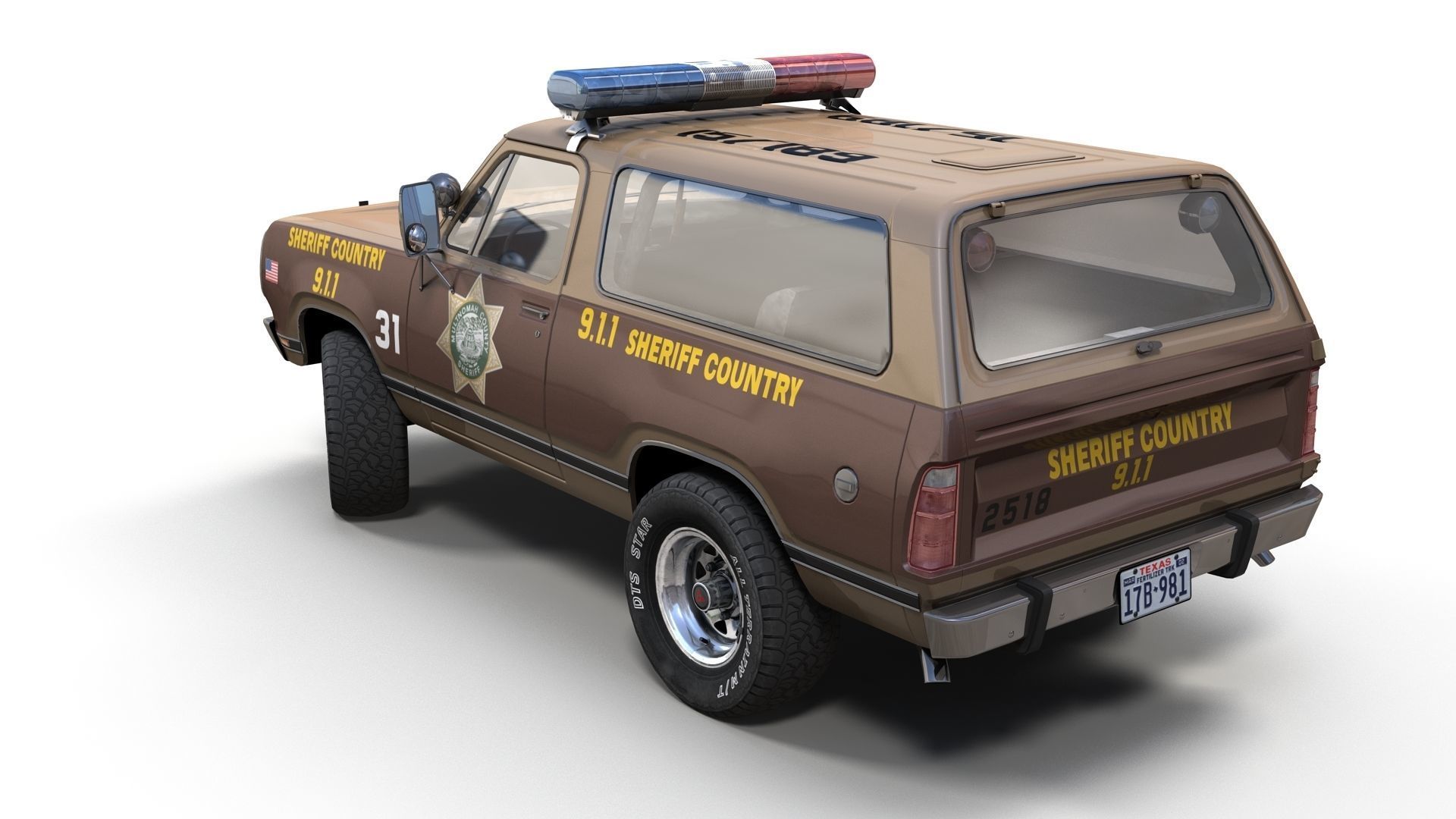 80s sheriff car Low-poly 3D model_2