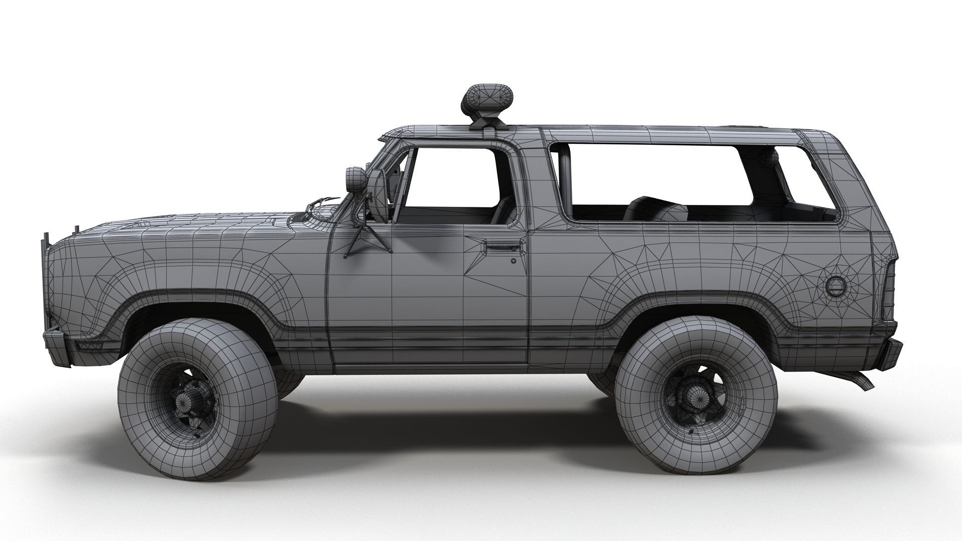 80s sheriff car Low-poly 3D model_14