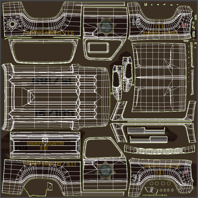 80s sheriff car Low-poly 3D model_44