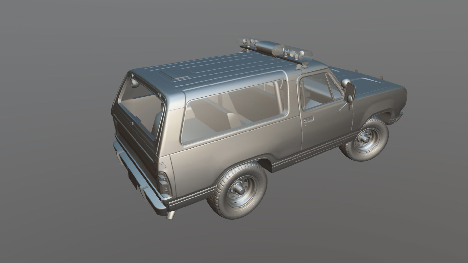 80s sheriff car Low-poly 3D model_34