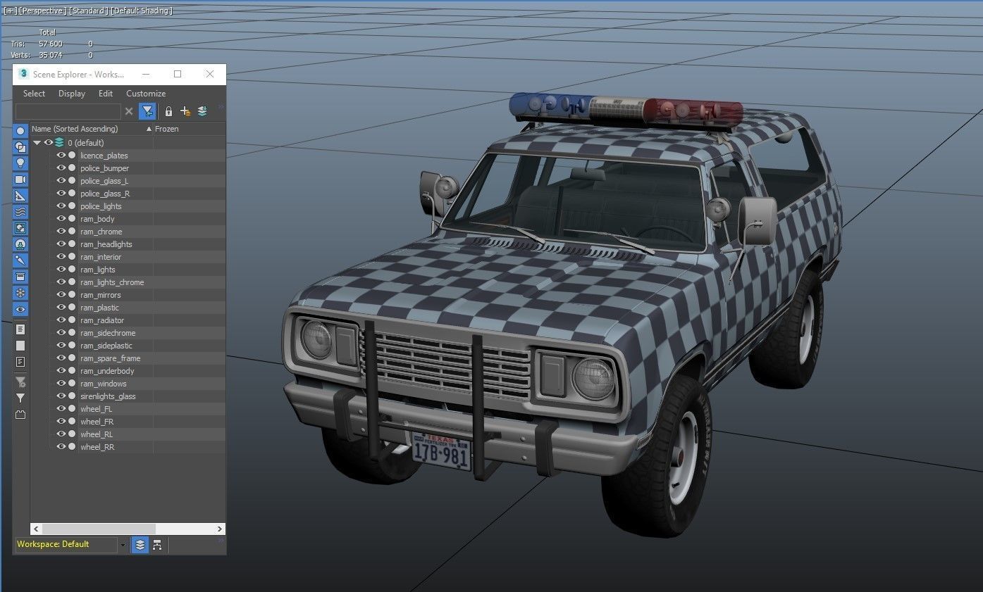 80s sheriff car Low-poly 3D model_43