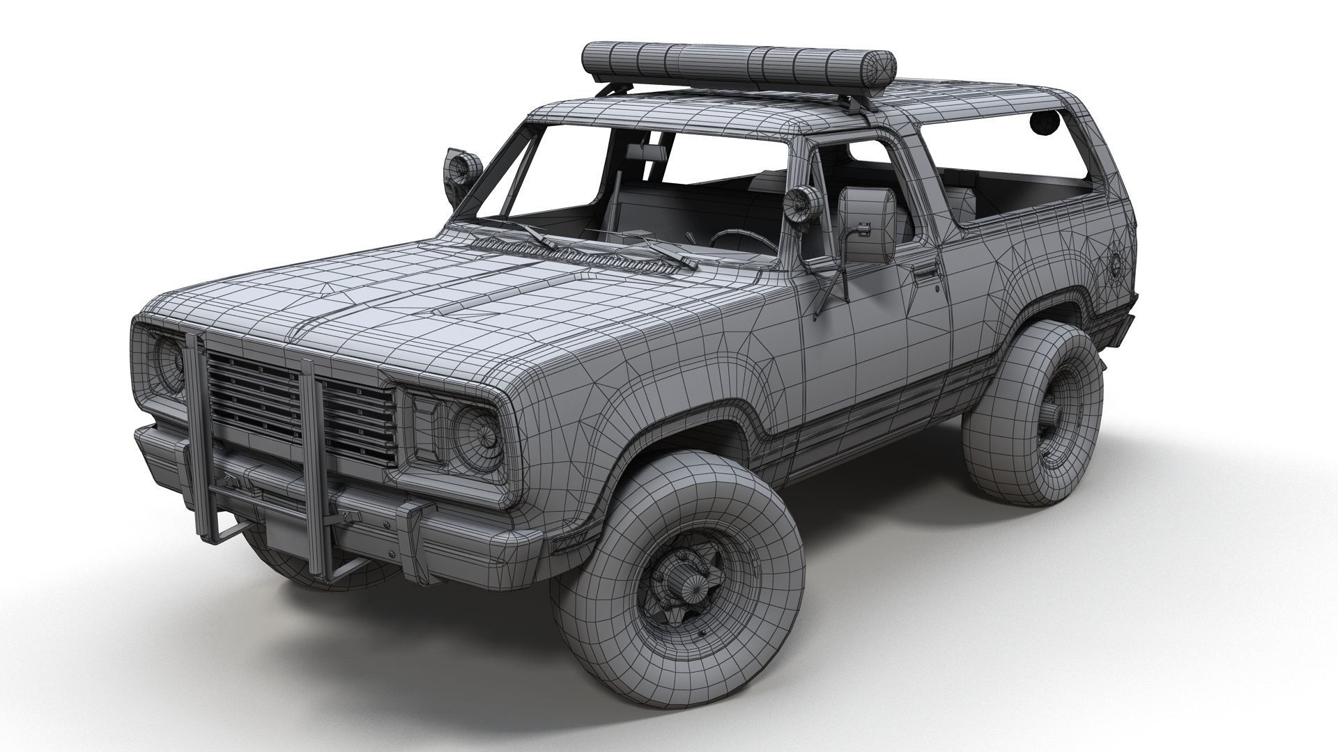 80s sheriff car Low-poly 3D model_9