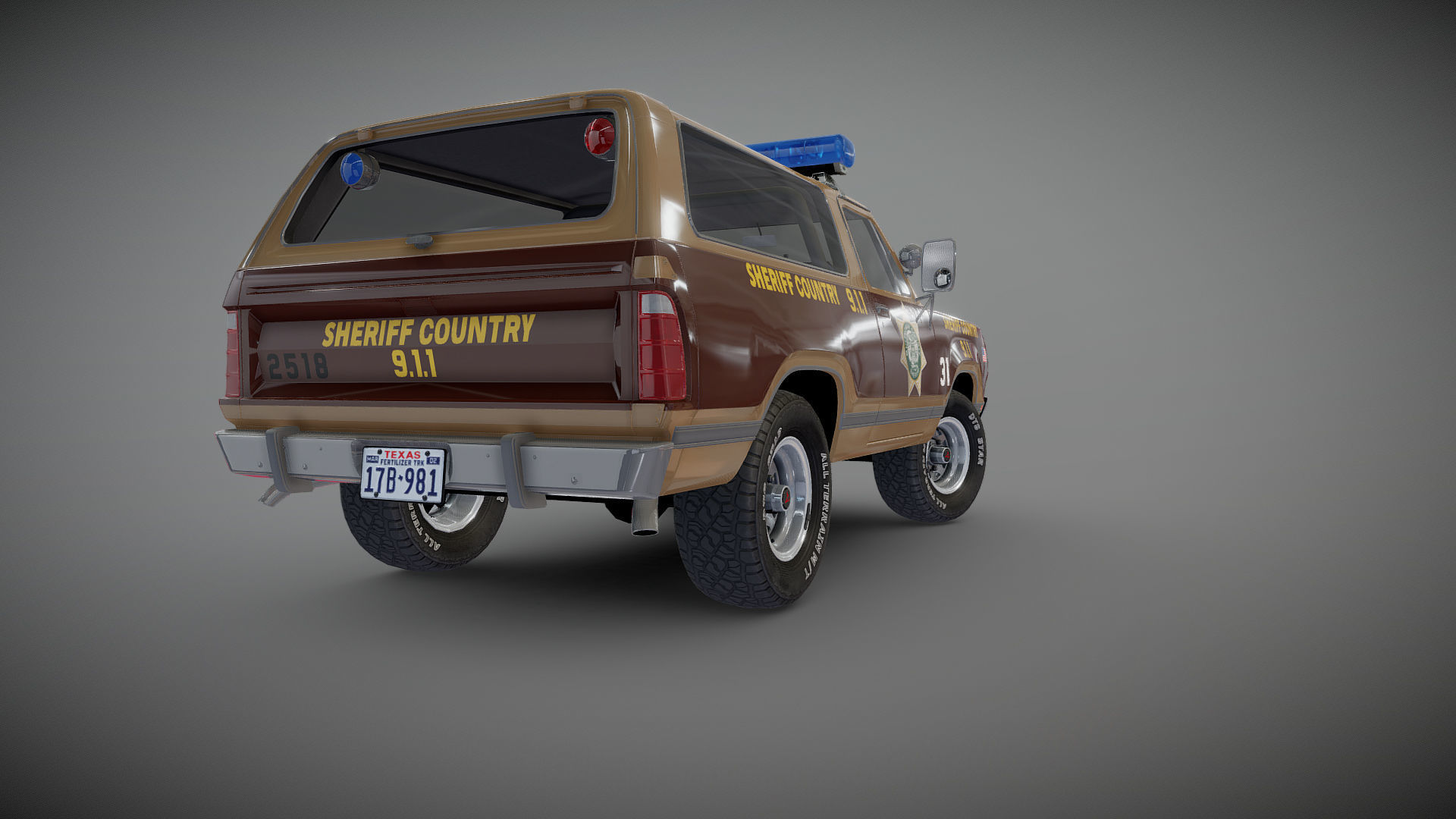 80s sheriff car Low-poly 3D model_21