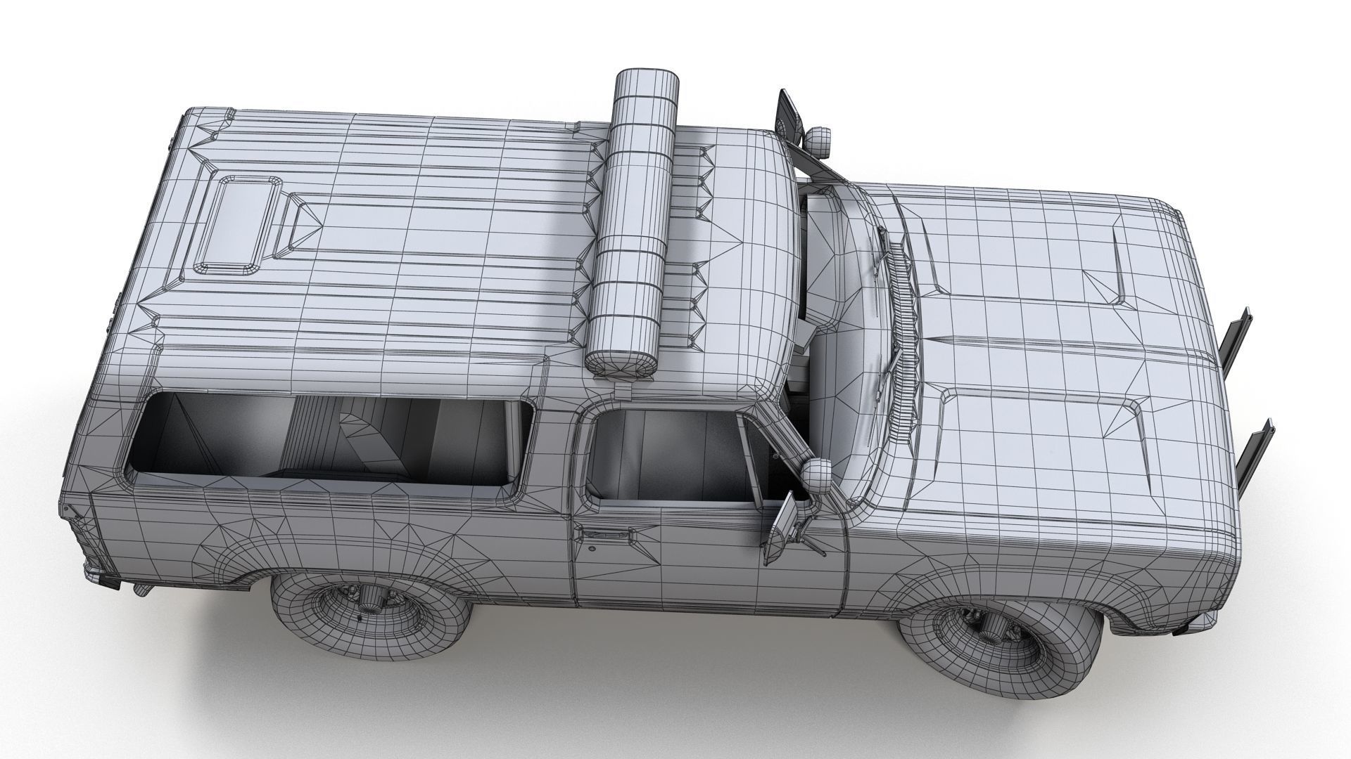 80s sheriff car Low-poly 3D model_11