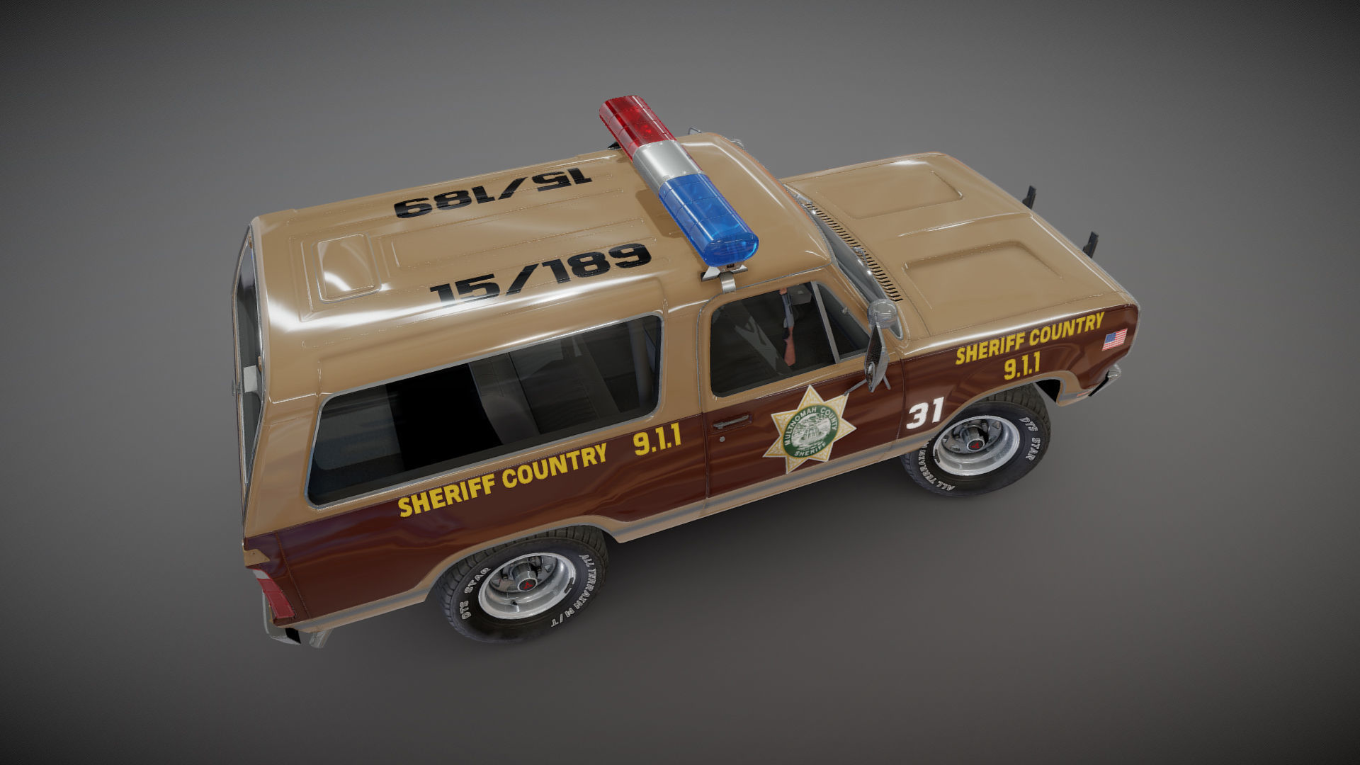 80s sheriff car Low-poly 3D model_20