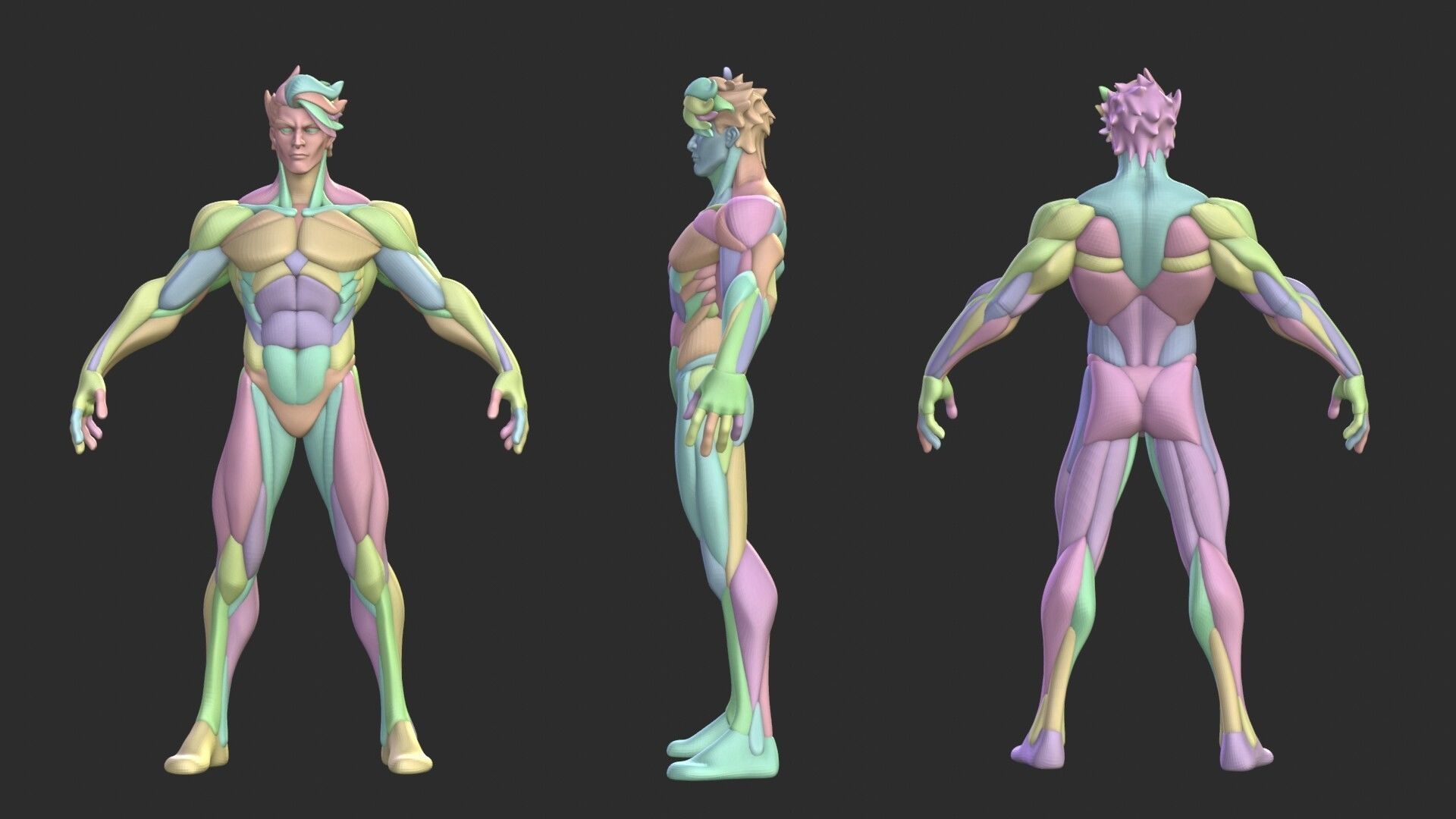 Stylized Warrior Anatomy Blockout 3D model_17
