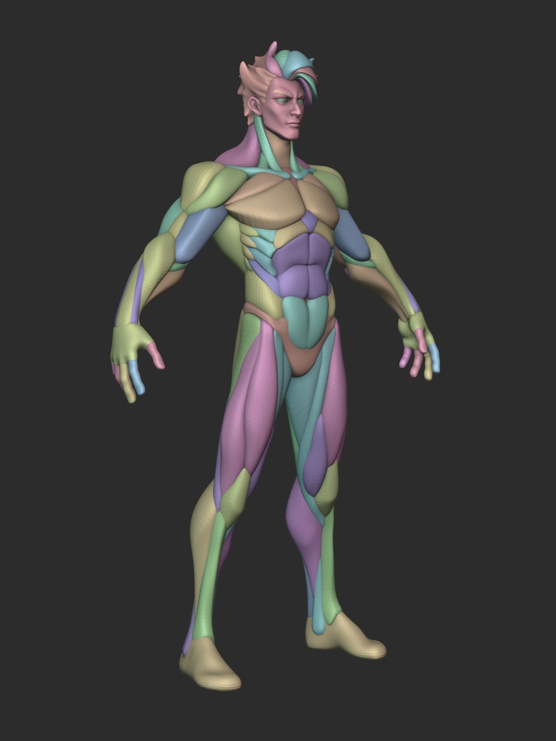Stylized Warrior Anatomy Blockout 3D model_4