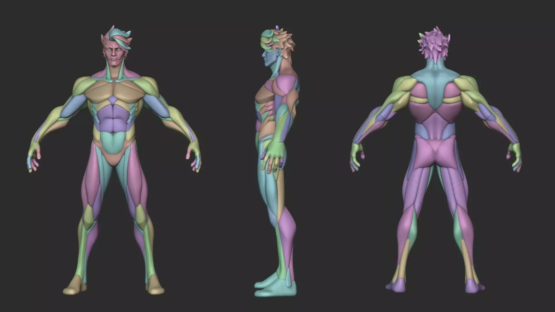 Stylized Warrior Anatomy Blockout 3D model_0