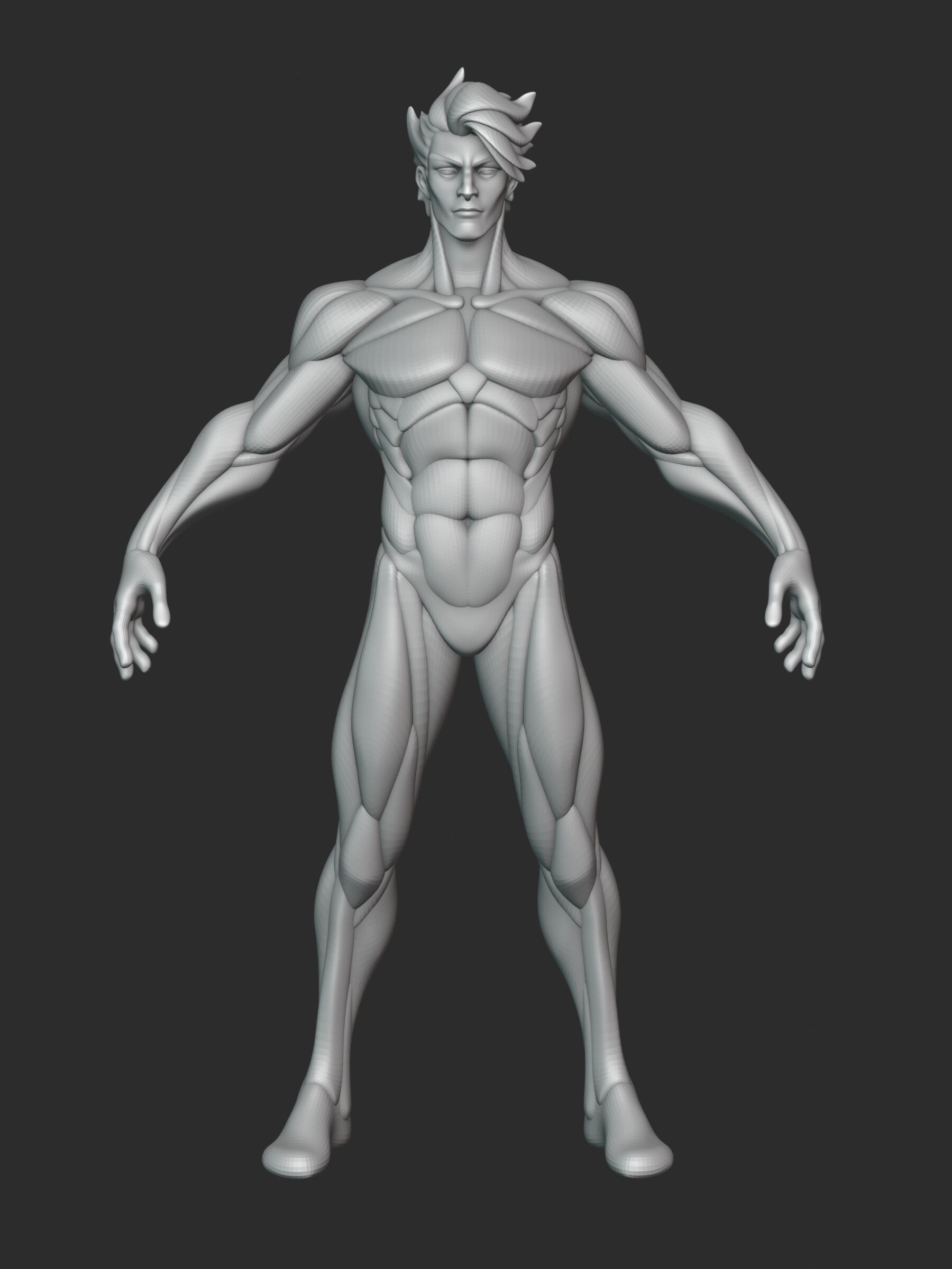 Stylized Warrior Anatomy Blockout 3D model_3