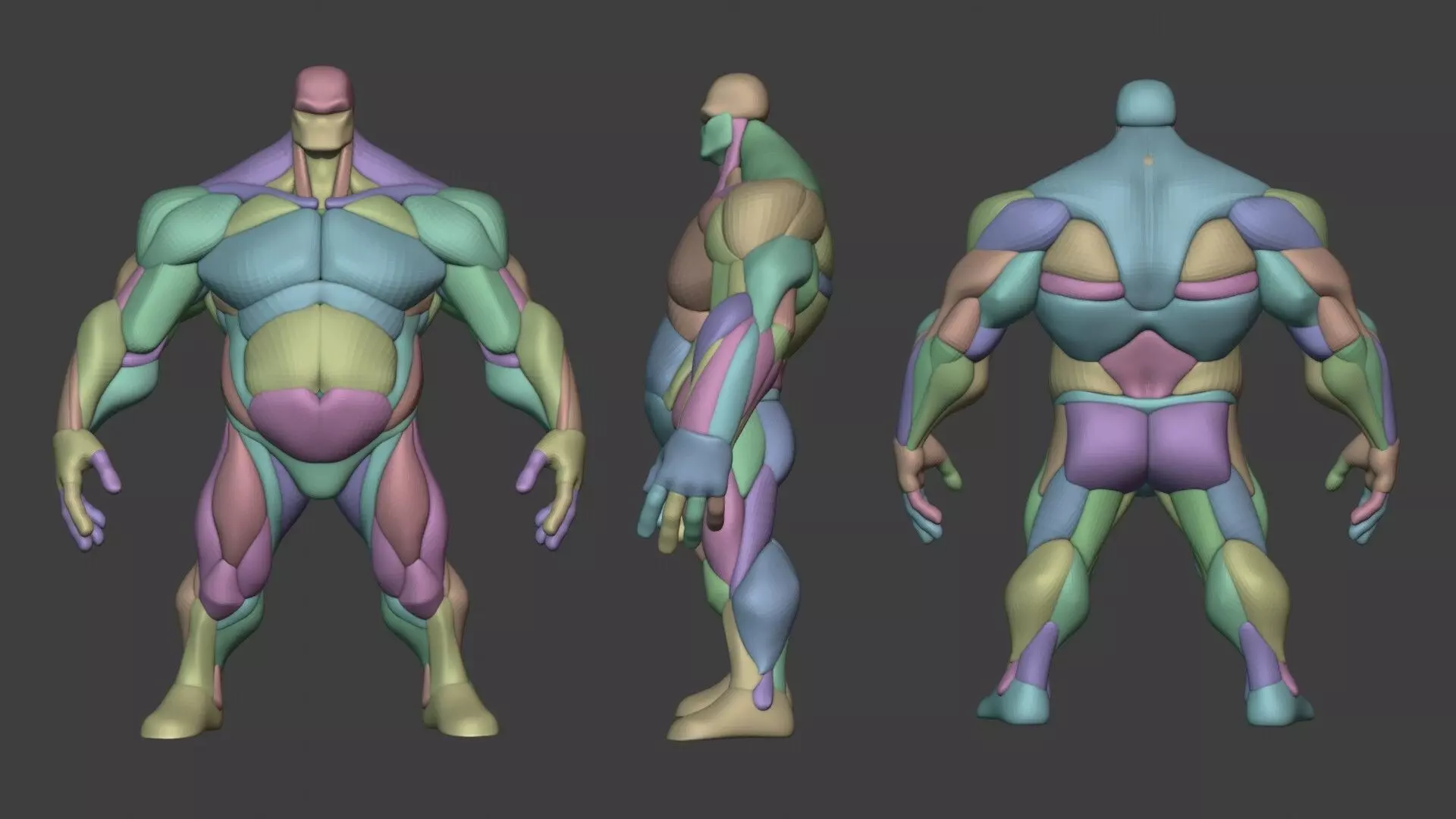 Stylized Heavy Anatomy Blockout 3D model_0