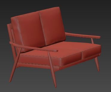 Sofa 2 seater Low-poly 3D model_8