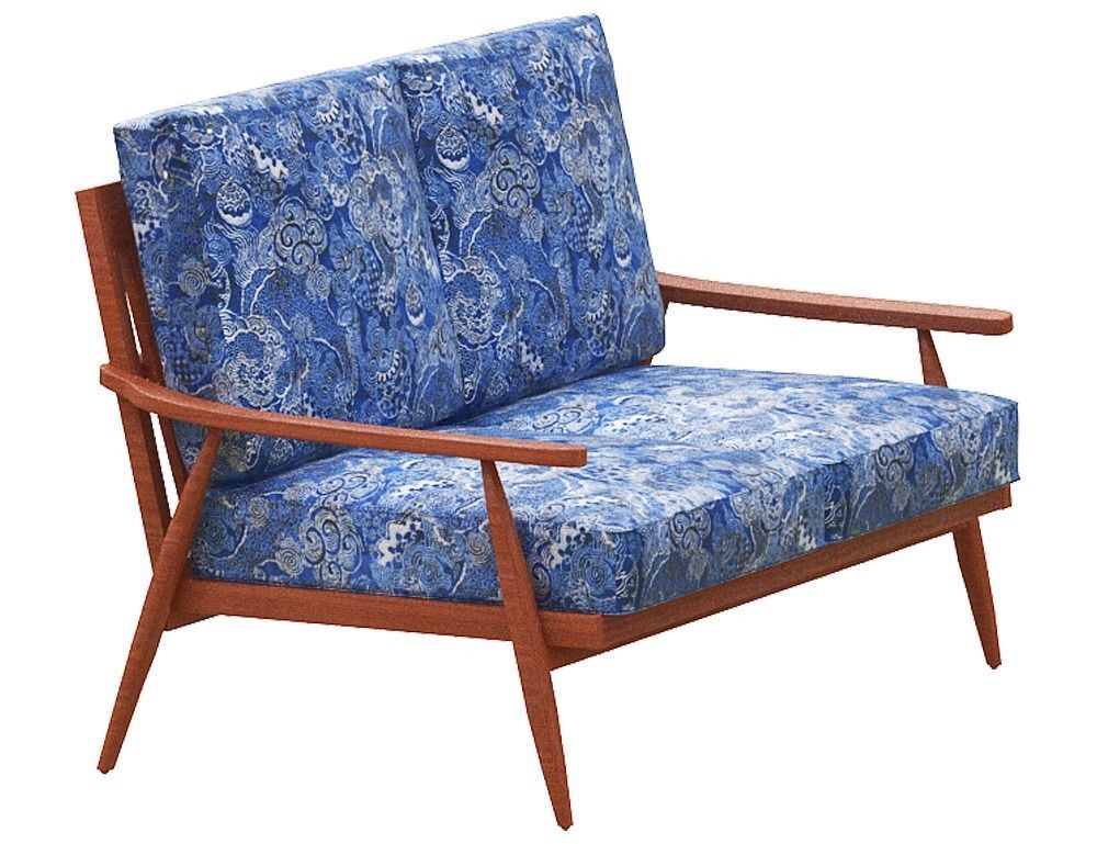 Sofa 2 seater Low-poly 3D model_2