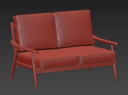 Sofa 2 seater Low-poly 3D model_7