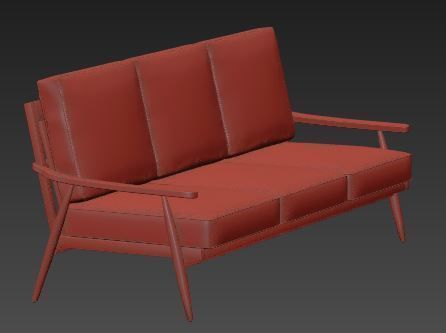 Sofa 3 seater Low-poly 3D model_8
