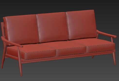 Sofa 3 seater Low-poly 3D model_7