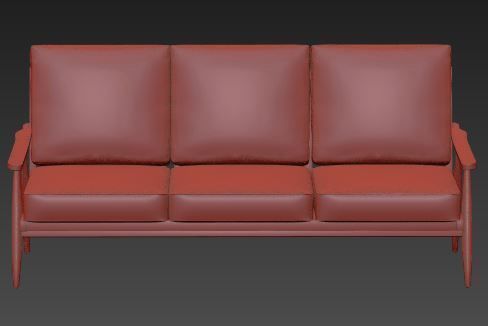 Sofa 3 seater Low-poly 3D model_6