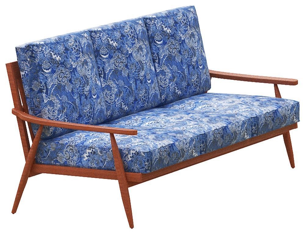 Sofa 3 seater Low-poly 3D model_2