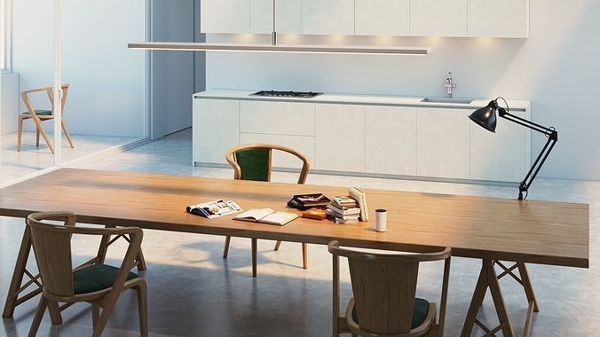 Modern residential interior 01 3D model 6