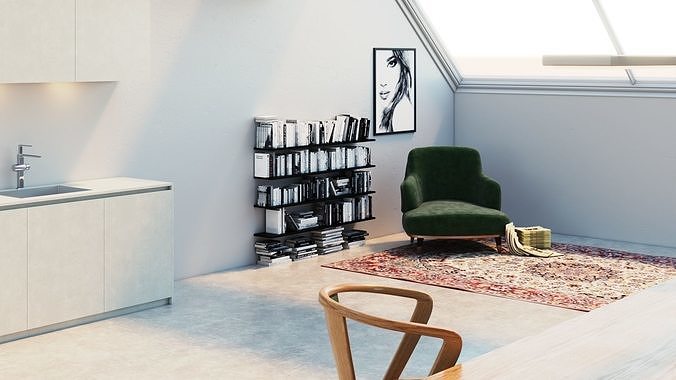 Modern residential interior 01 3D model 7
