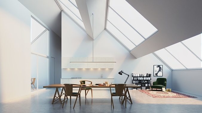Modern residential interior 01 3D model 4