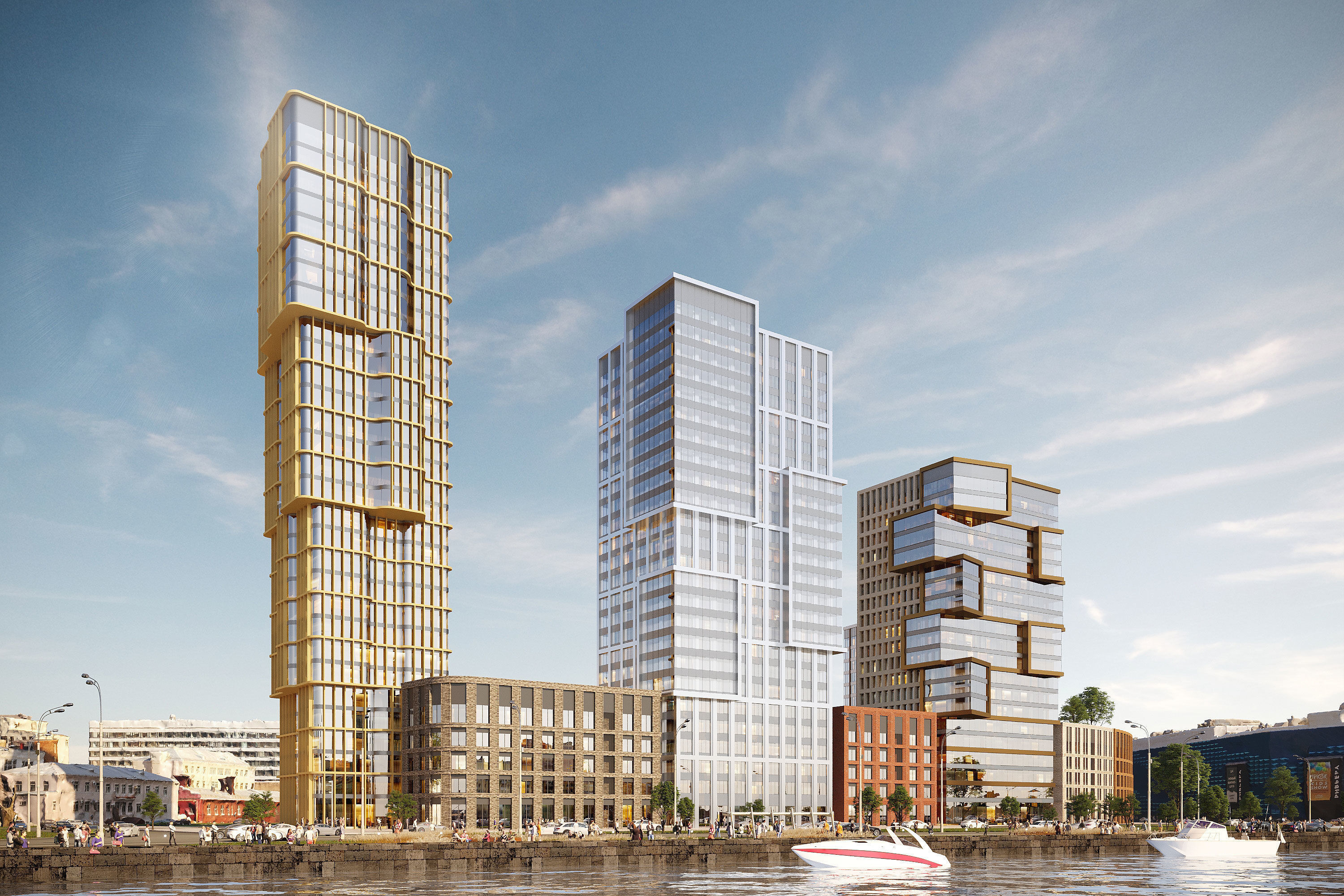 Modern apartment building concept 3D model_1