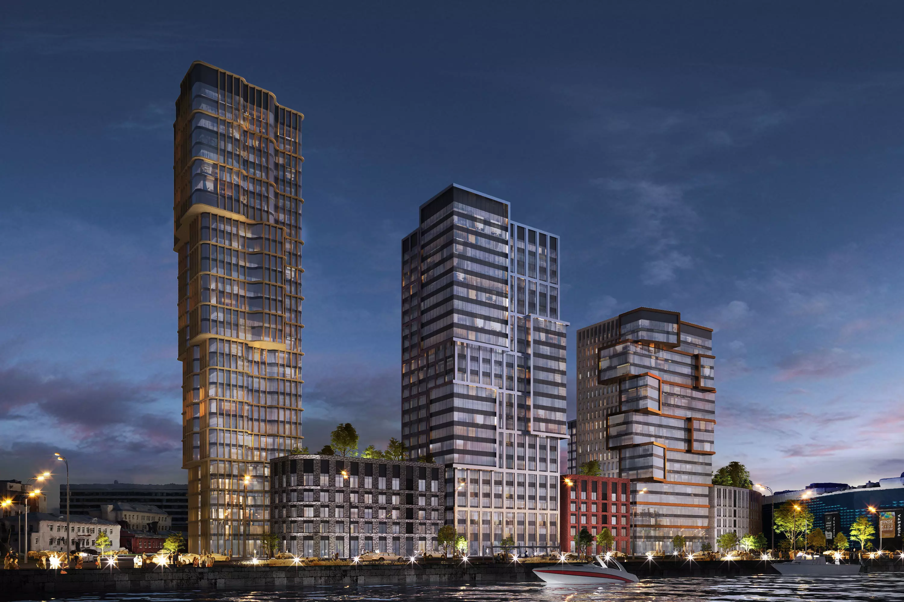 Modern apartment building concept 3D model_0