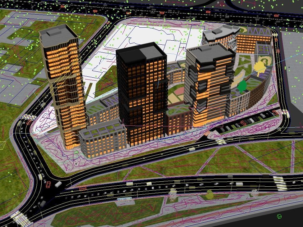 Modern apartment building concept 3D model_6