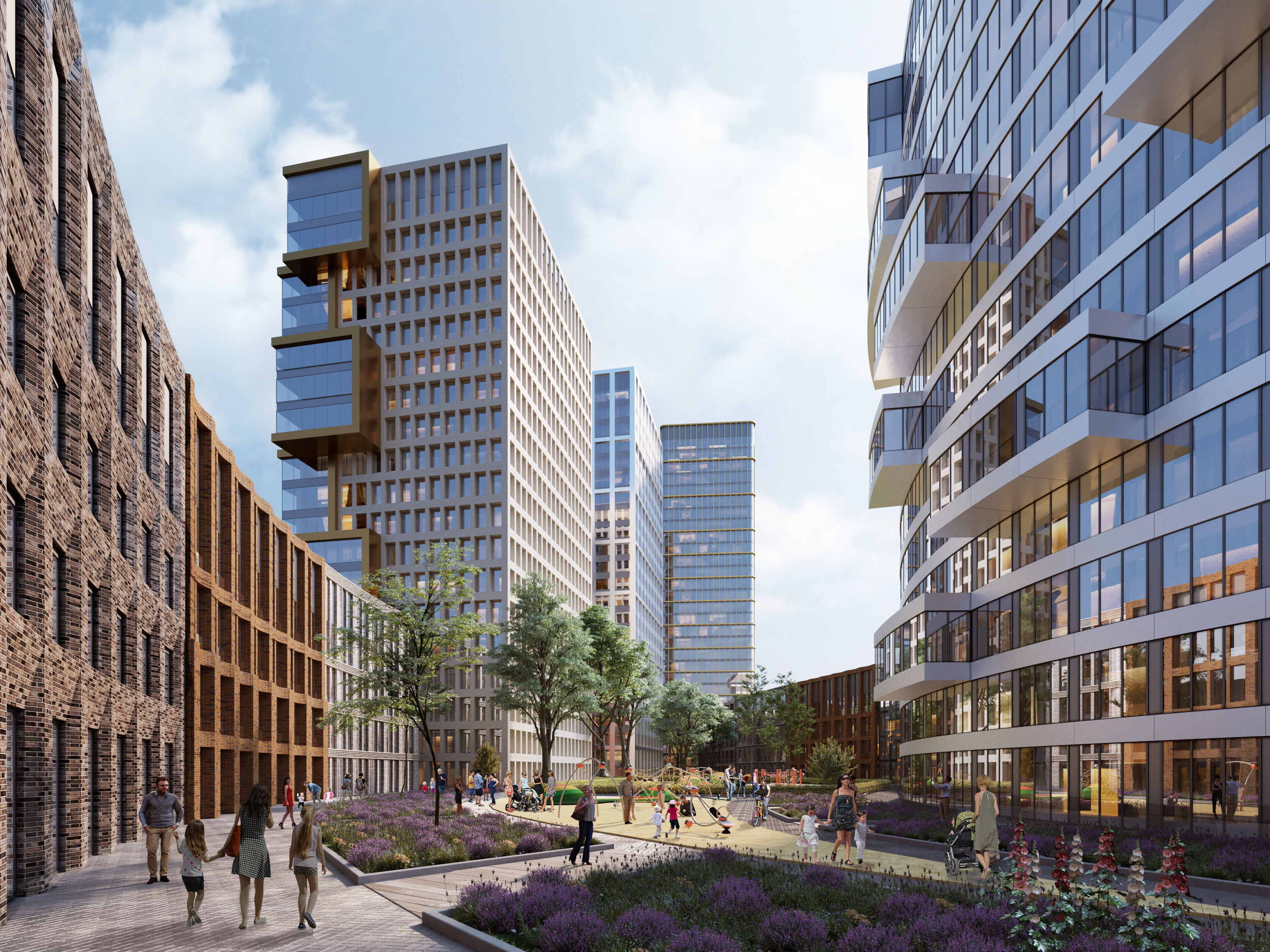 Modern apartment building concept 3D model_4