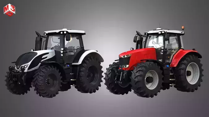 S394 Series - Massey Ferguson -7719 Tractors  - 2 in 1 3D Model Collection