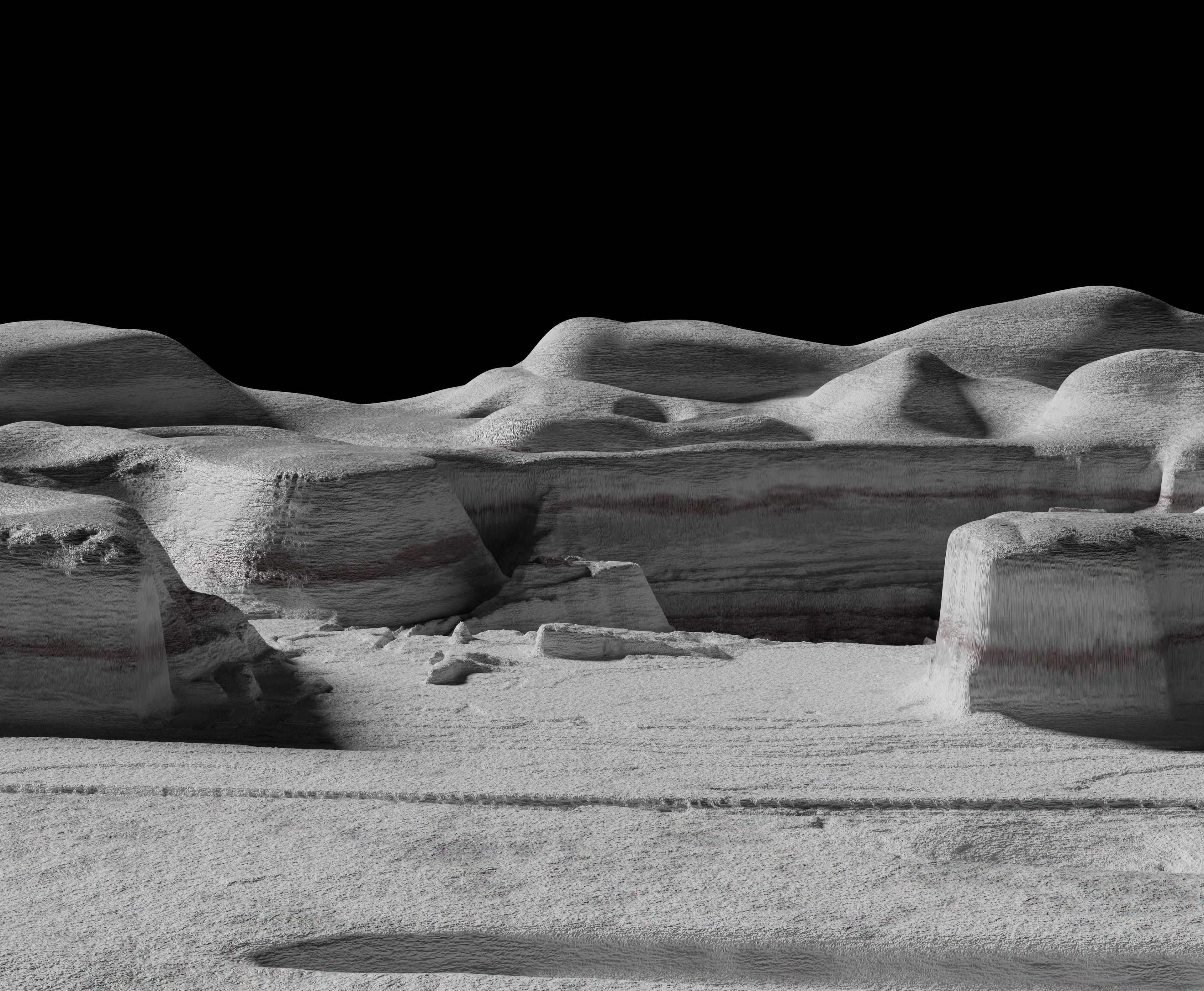 Moon open pit mining quarry 3D model_12