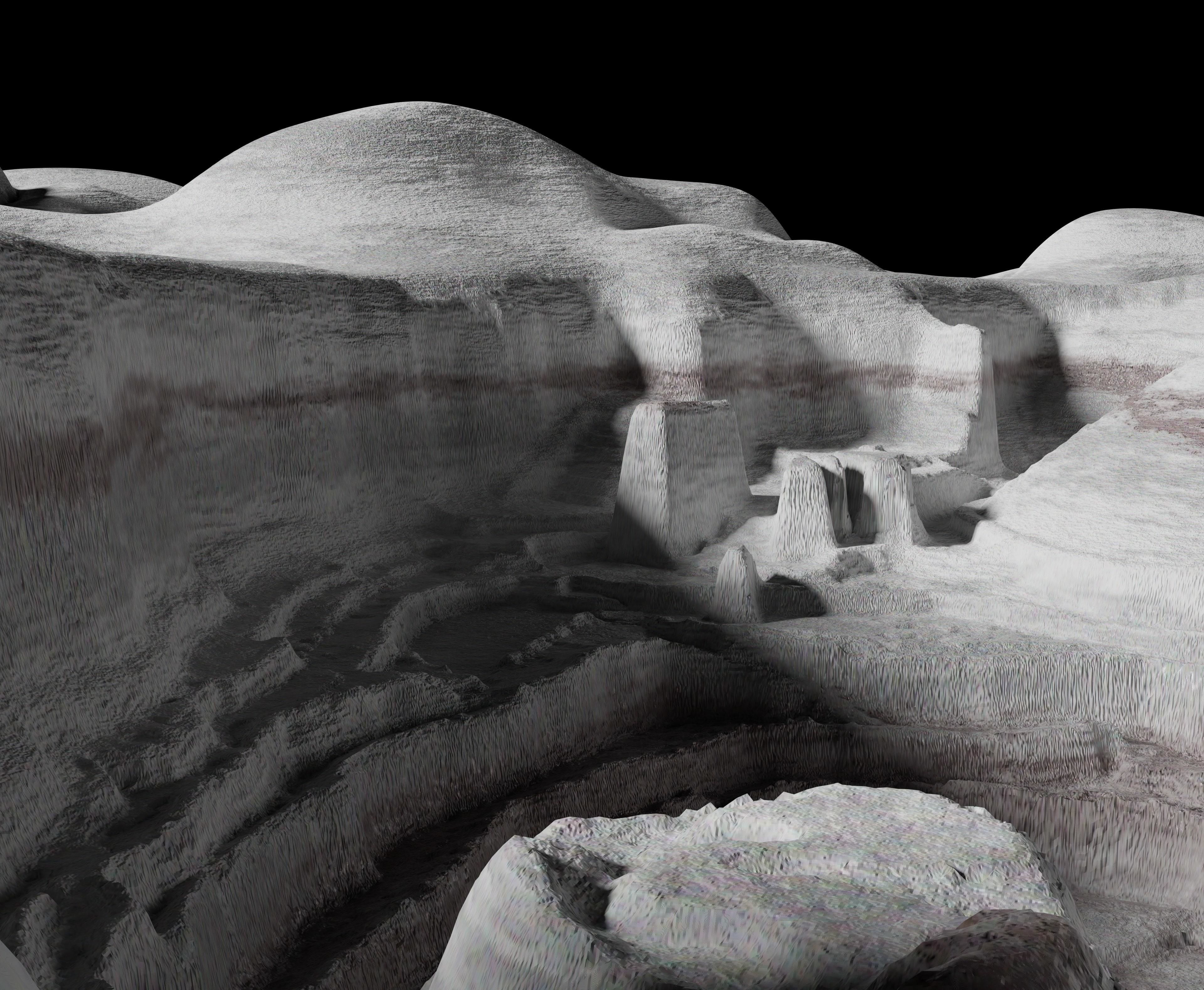 Moon open pit mining quarry 3D model_44